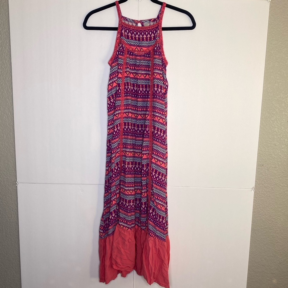Cherokee Tribal Print Halter Maxi Dress Boho Summer Size L